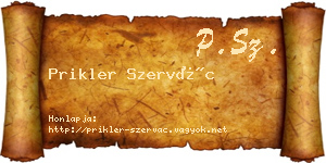 Prikler Szervác névjegykártya